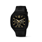 Black Tiger Marble Fiber Chain Watch + Square Rubber Watch Combo