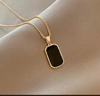 Pack of 2 Men’s Bold Black Pendant Necklace – Gold & Silver Chain