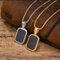Pack of 2 Men’s Bold Black Pendant Necklace – Gold & Silver Chain
