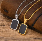 Pack of 2 Men’s Bold Black Pendant Necklace – Gold & Silver Chain