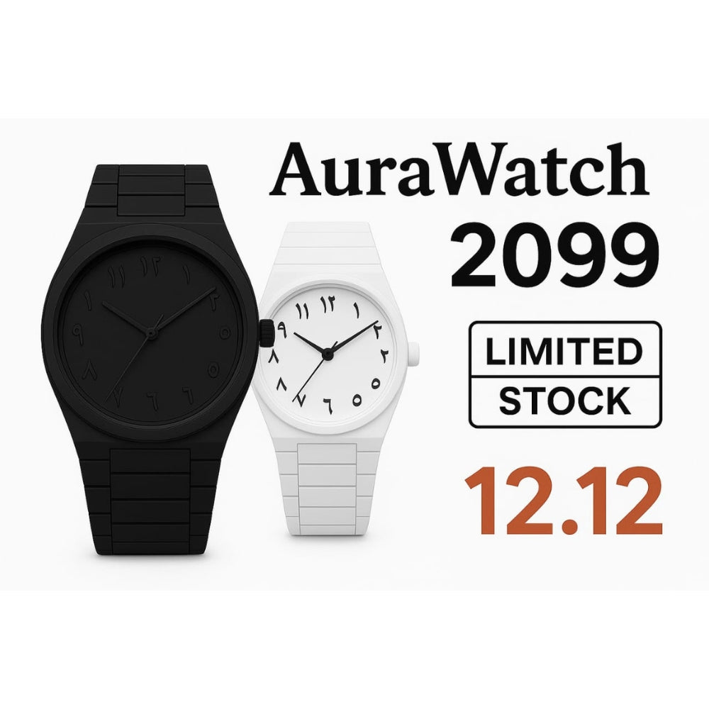 Black & White Arabic Aura Watch for Men