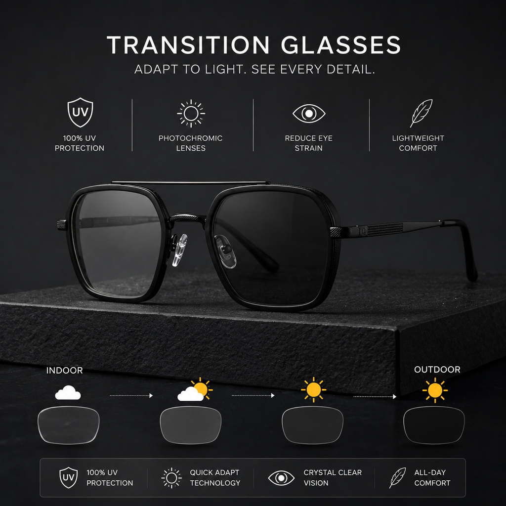 Boss Transition Glasses – Premium Photochromic UV Protection Eyewear