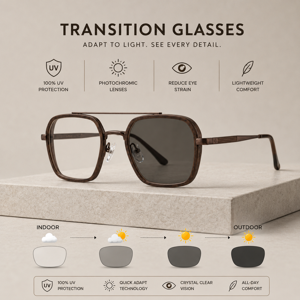 Boss Transition Glasses – Premium Photochromic UV Protection Eyewear